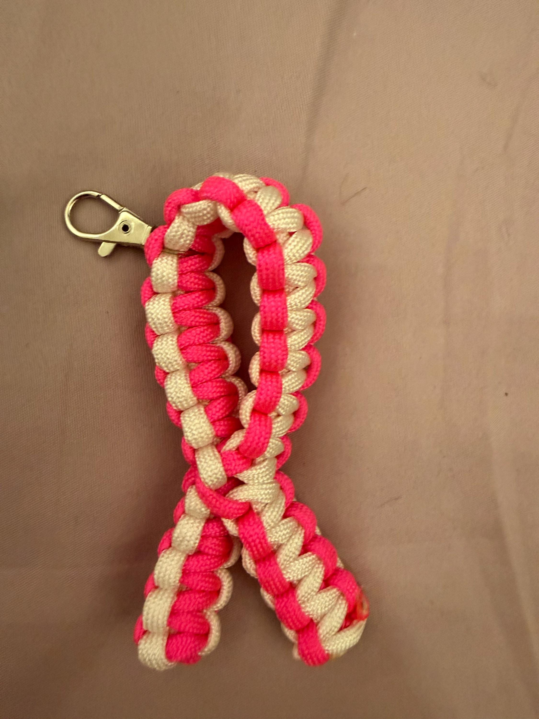 Handmade Box Braid Paracord Awareness Ribbon Keychain – Custom Cause Colors